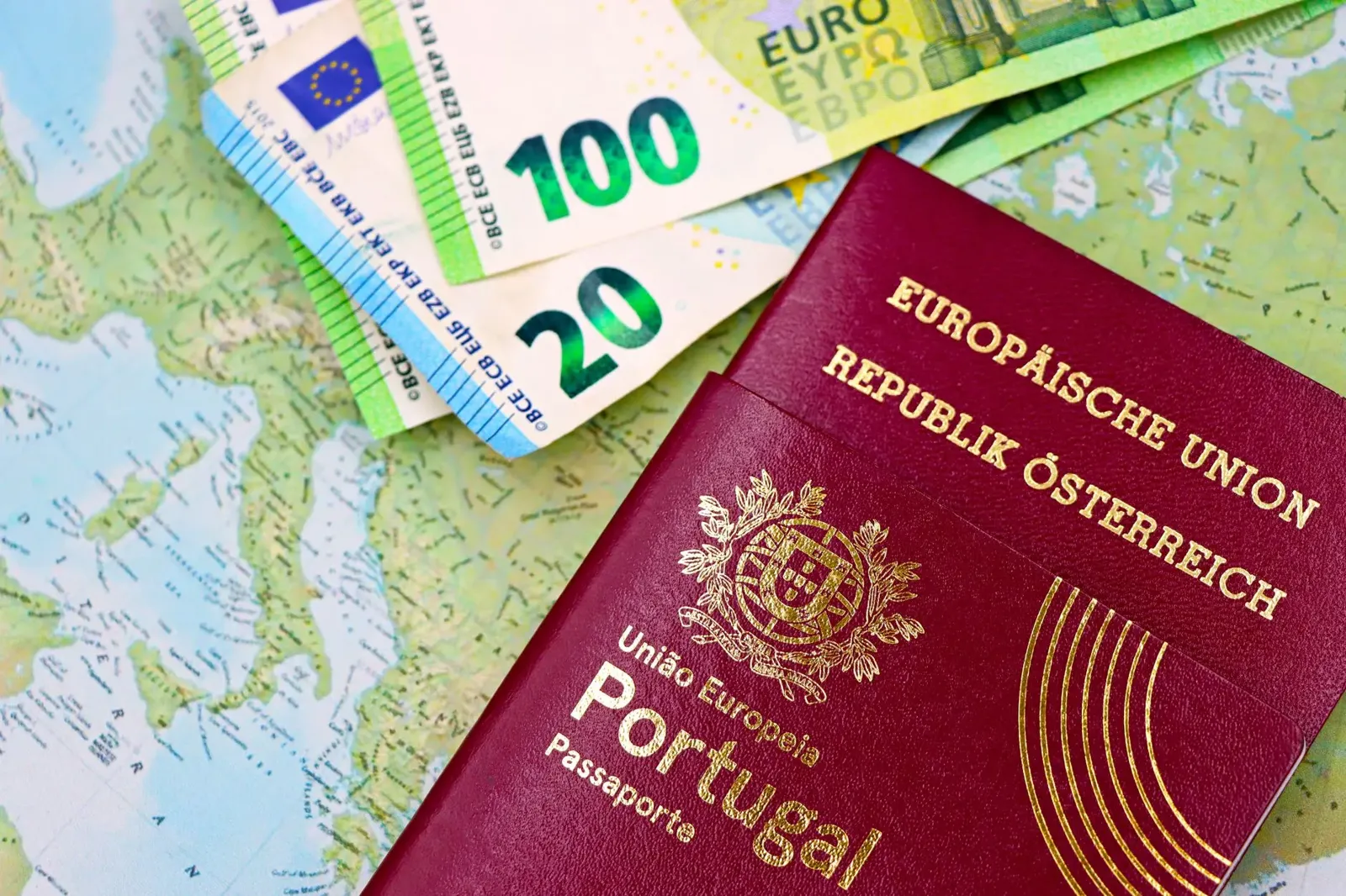 British passport overlooking a Polish city