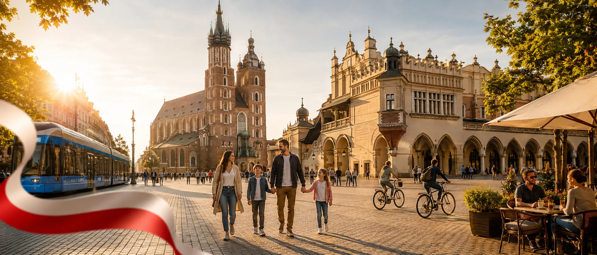 Family with children spending time together in Kraków
