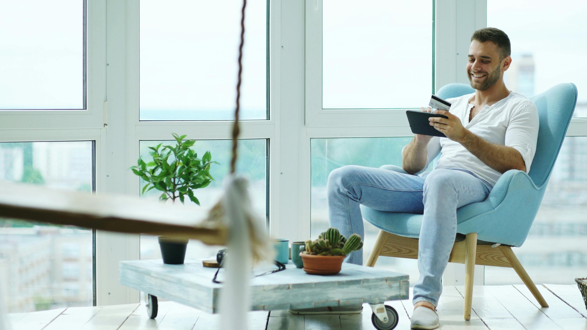 Person reviewing finances at home